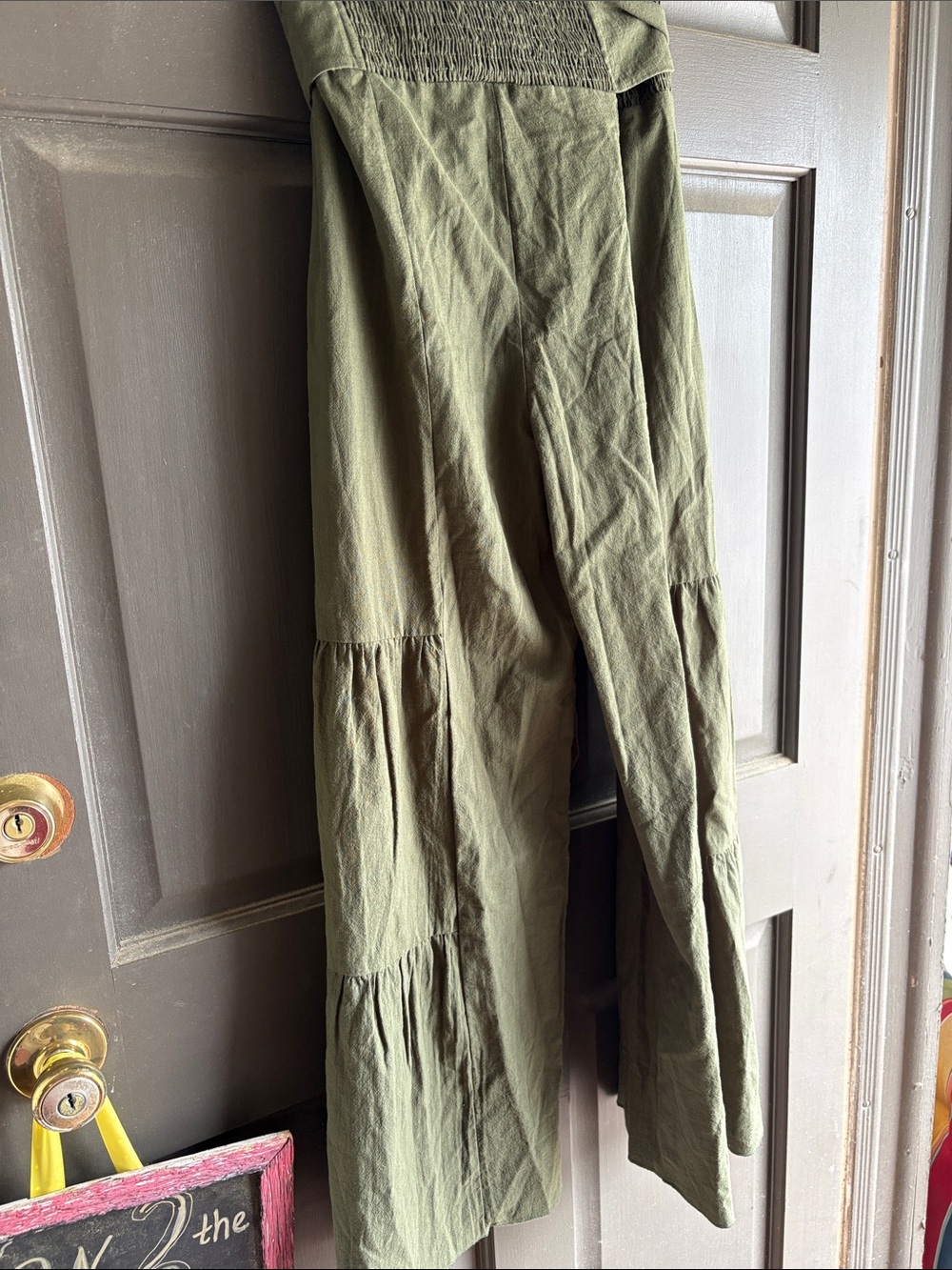 NWT / Halara / Breezeful High-Waisted Shirred Tie Front  Pants in Olive - Picture 5 of 7